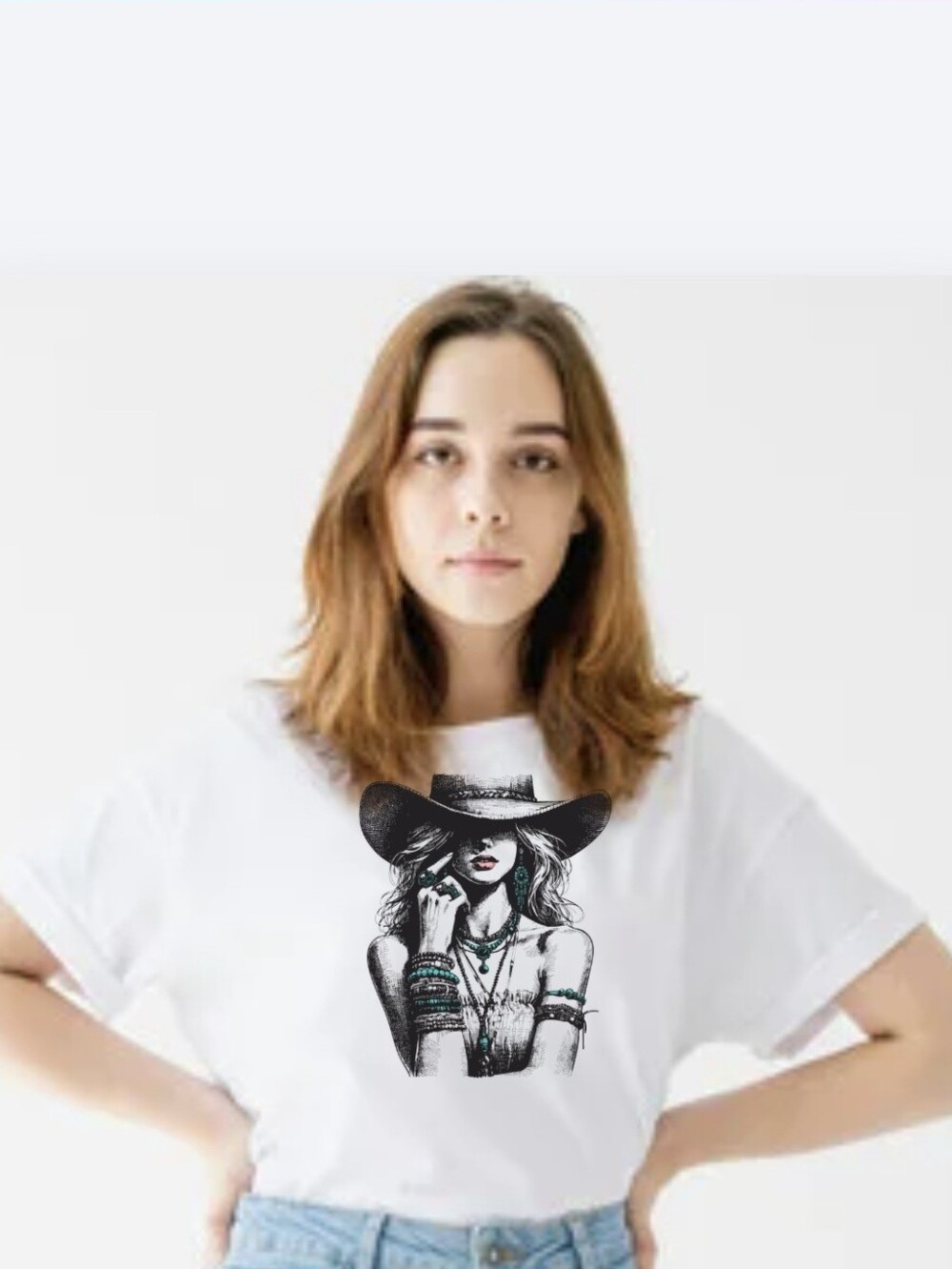 Luxury Hand-Crystalled Western Cowgirl Tee - AD Golden Girl Boutique